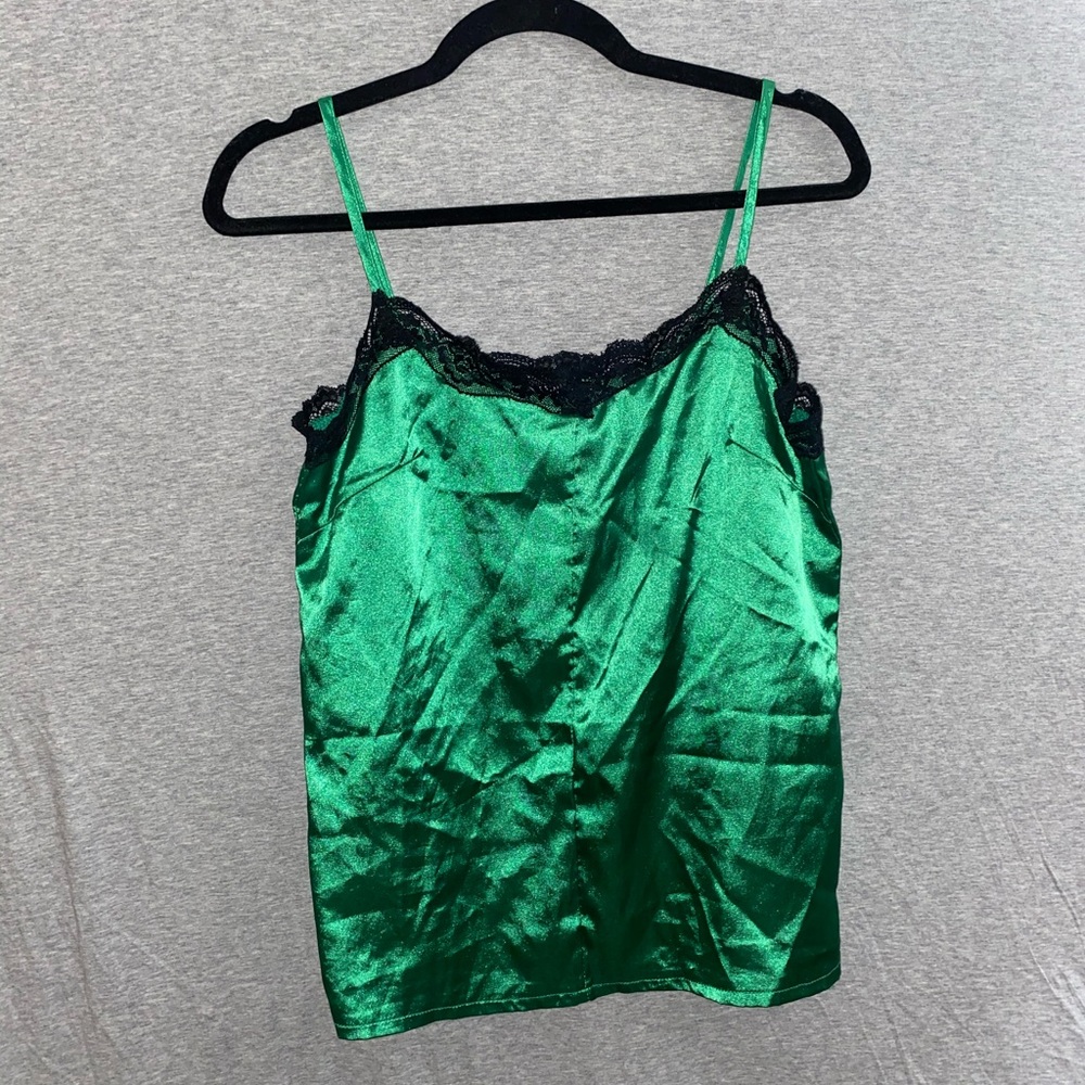 Green silk slip blouse